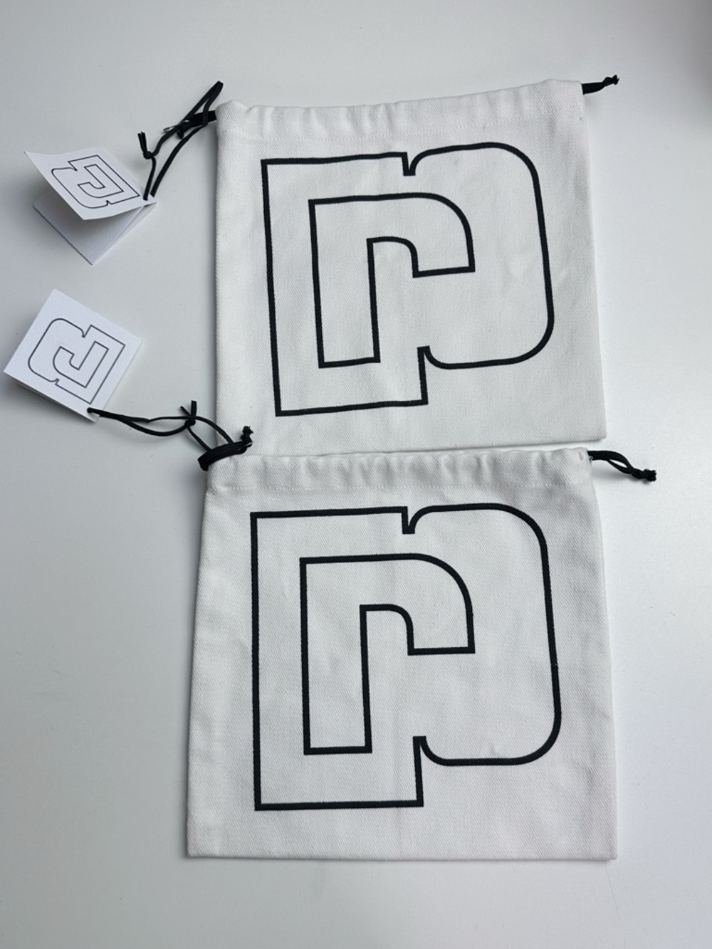 Paco Rabanne Canvas Dust Bag Drawstring Bag with Black Logo NWT Set of 2